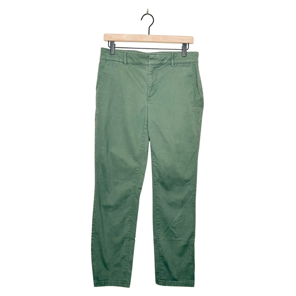 Ann Taylor‎ LOFT Womens Neutral Green Khaki Cotton Slim Straight Leg Pants 8
